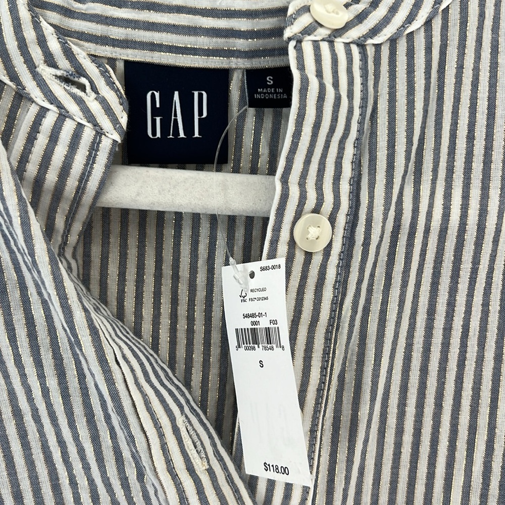 NWT Gap Striped Gray Midi Dress Size Small - Picture 2 of 10